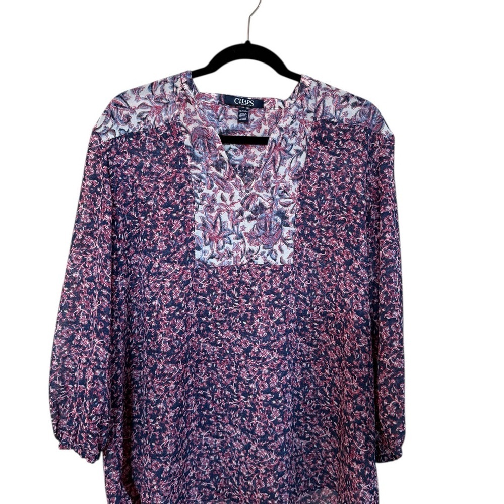 Chaps Women's Top - Pink and Purple Floral